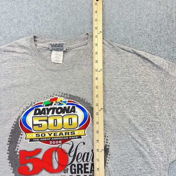 Daytona 500 NASCAR T-Shirt Mens 2XL XXL Grey 50 Year Anniversary 2008 Y2K VTG - Picture 9 of 9